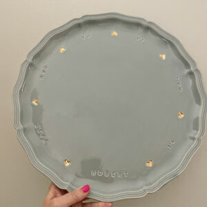 gråblå födelsedagsfat